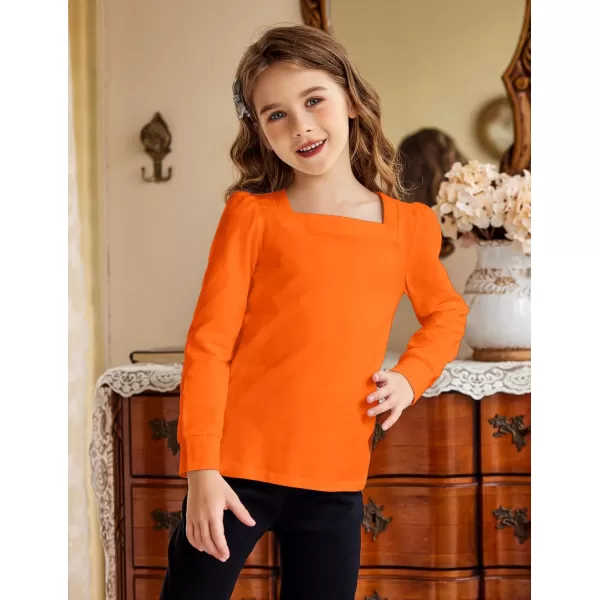 Arshiner Girls Shirt Casual Square Neck Long Sleeve Shirts Fall Winter Tunic Tops For Girls 5-12 Years