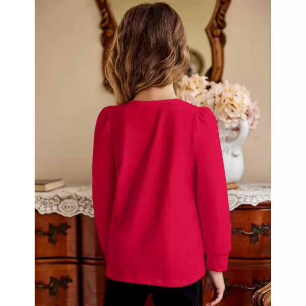 Arshiner Girls Shirt Casual Square Neck Long Sleeve Shirts Fall Winter Tunic Tops For Girls 5-12 Years