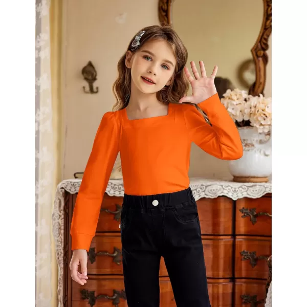 Arshiner Girls Shirt Casual Square Neck Long Sleeve Shirts Fall Winter Tunic Tops For Girls 5-12 Years