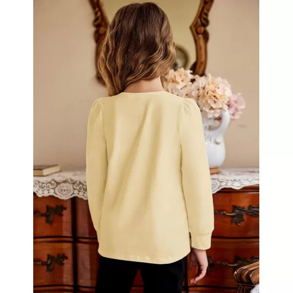 Arshiner Girls Shirt Casual Square Neck Long Sleeve Shirts Fall Winter Tunic Tops For Girls 5-12 Years