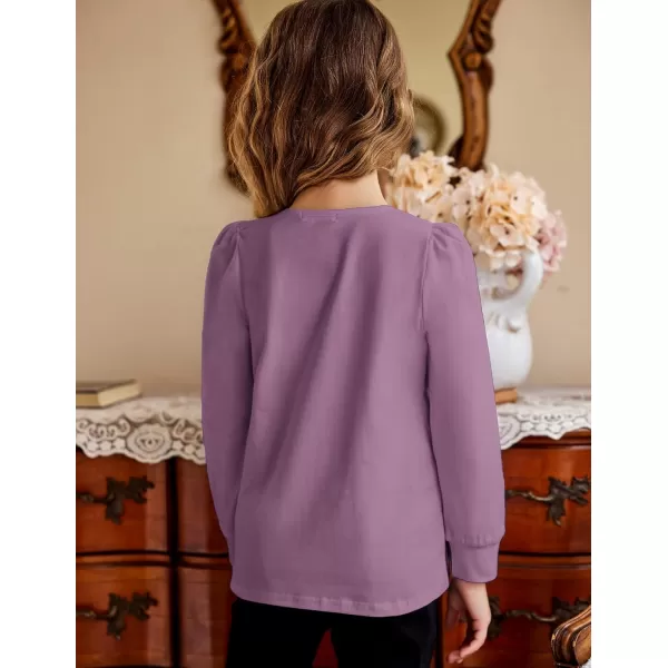 Arshiner Girls Shirt Casual Square Neck Long Sleeve Shirts Fall Winter Tunic Tops For Girls 5-12 Years