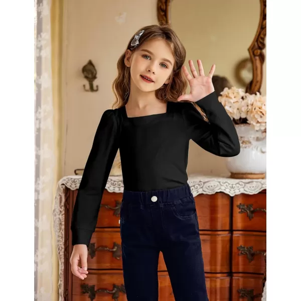 Arshiner Girls Shirt Casual Square Neck Long Sleeve Shirts Fall Winter Tunic Tops For Girls 5-12 Years
