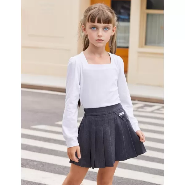 Arshiner Girls Shirt Casual Square Neck Long Sleeve Shirts Fall Winter Tunic Tops For Girls 5-12 Years