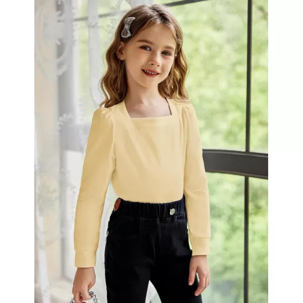 Arshiner Girls Shirt Casual Square Neck Long Sleeve Shirts Fall Winter Tunic Tops For Girls 5-12 Years
