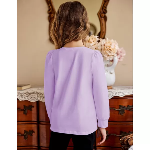 Arshiner Girls Shirt Casual Square Neck Long Sleeve Shirts Fall Winter Tunic Tops For Girls 5-12 Years