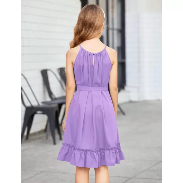 Arshiner Girls Summer Dress Halter Neck Sundress A-Line Swing Party Dresses