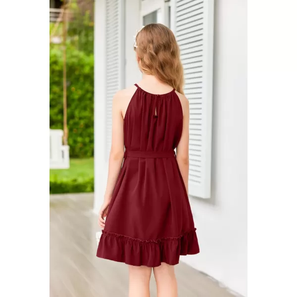 Arshiner Girls Summer Dress Halter Neck Sundress A-Line Swing Party Dresses