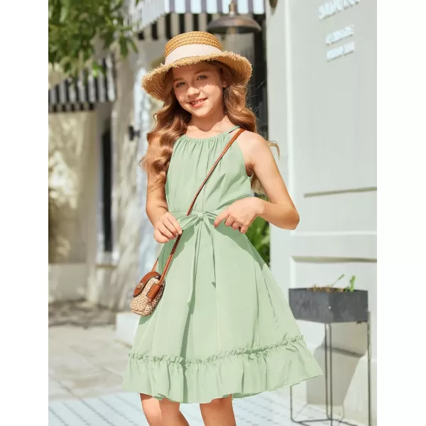 Arshiner Girls Summer Dress Halter Neck Sundress A-Line Swing Party Dresses