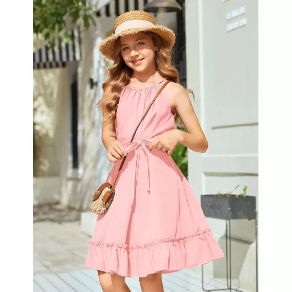 Arshiner Girls Summer Dress Halter Neck Sundress A-Line Swing Party Dresses
