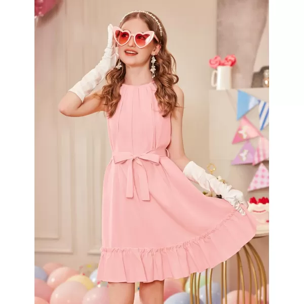 Arshiner Girls Summer Dress Halter Neck Sundress A-Line Swing Party Dresses