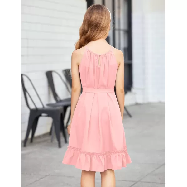 Arshiner Girls Summer Dress Halter Neck Sundress A-Line Swing Party Dresses