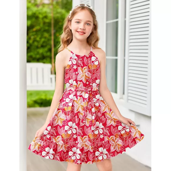 Arshiner Girls Summer Dress Halter Neck Sundress A-Line Swing Party Dresses