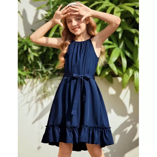 Arshiner Girls Summer Dress Halter Neck Sundress A-Line Swing Party Dresses