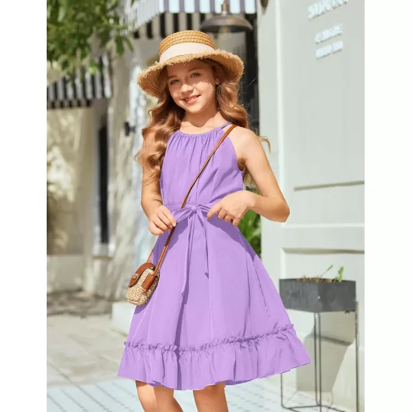 Arshiner Girls Summer Dress Halter Neck Sundress A-Line Swing Party Dresses