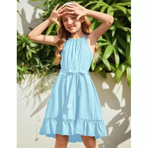 Arshiner Girls Summer Dress Halter Neck Sundress A-Line Swing Party Dresses