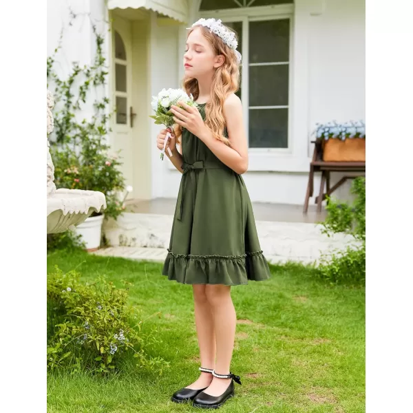 Arshiner Girls Summer Dress Halter Neck Sundress A-Line Swing Party Dresses