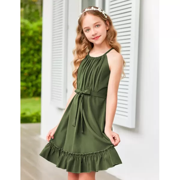 Arshiner Girls Summer Dress Halter Neck Sundress A-Line Swing Party Dresses