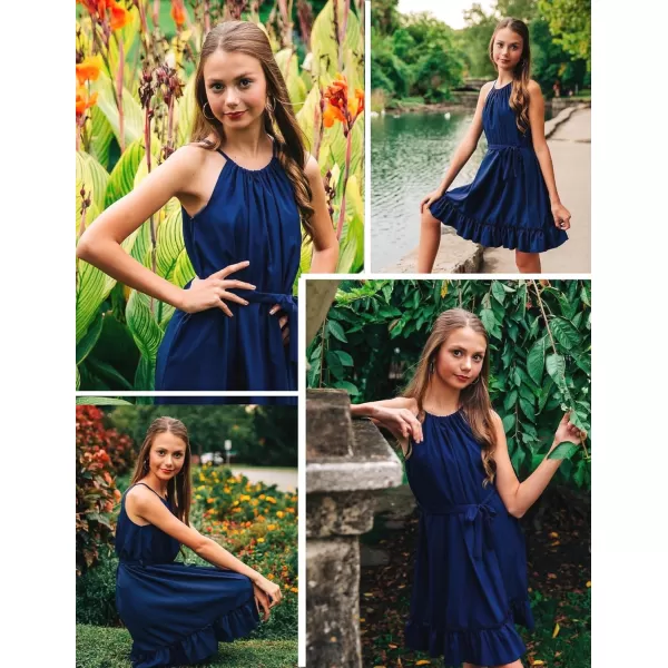 Arshiner Girls Summer Dress Halter Neck Sundress A-Line Swing Party Dresses