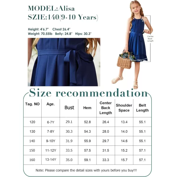 Arshiner Girls Summer Dress Halter Neck Sundress A-Line Swing Party Dresses