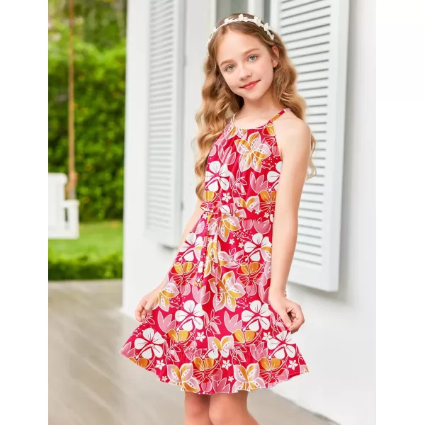 Arshiner Girls Summer Dress Halter Neck Sundress A-Line Swing Party Dresses
