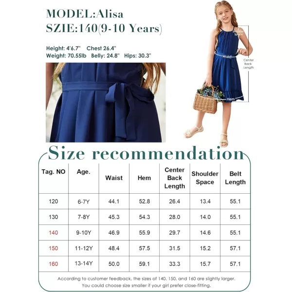 Arshiner Girls Summer Dress Halter Neck Sundress A-Line Swing Party Dresses
