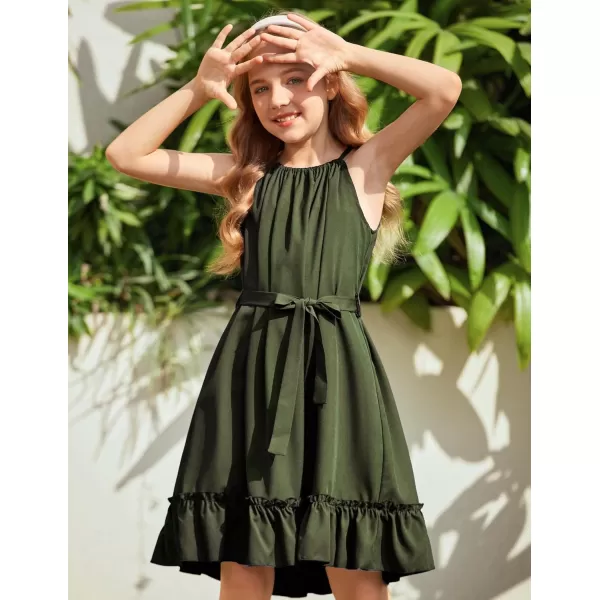 Arshiner Girls Summer Dress Halter Neck Sundress A-Line Swing Party Dresses