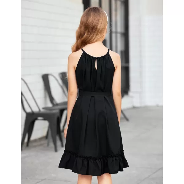 Arshiner Girls Summer Dress Halter Neck Sundress A-Line Swing Party Dresses