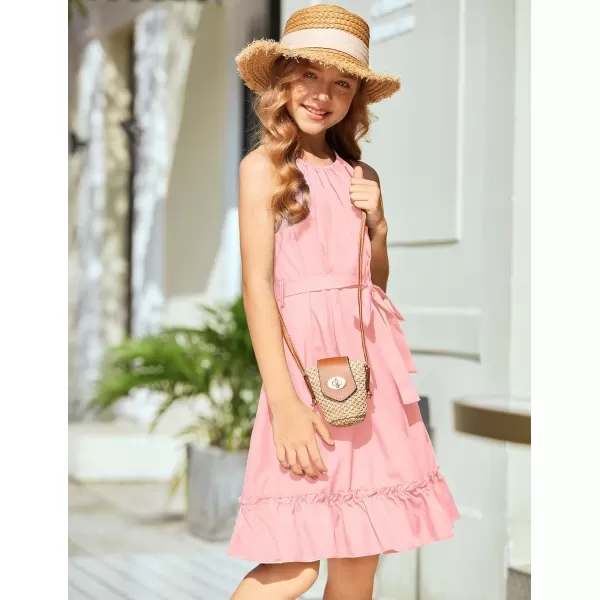 Arshiner Girls Summer Dress Halter Neck Sundress A-Line Swing Party Dresses