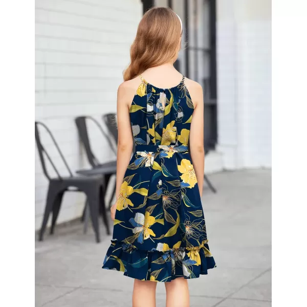 Arshiner Girls Summer Dress Halter Neck Sundress A-Line Swing Party Dresses