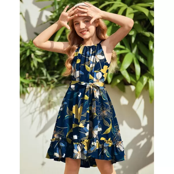 Arshiner Girls Summer Dress Halter Neck Sundress A-Line Swing Party Dresses