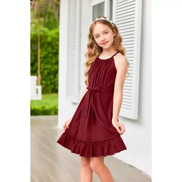 Arshiner Girls Summer Dress Halter Neck Sundress A-Line Swing Party Dresses