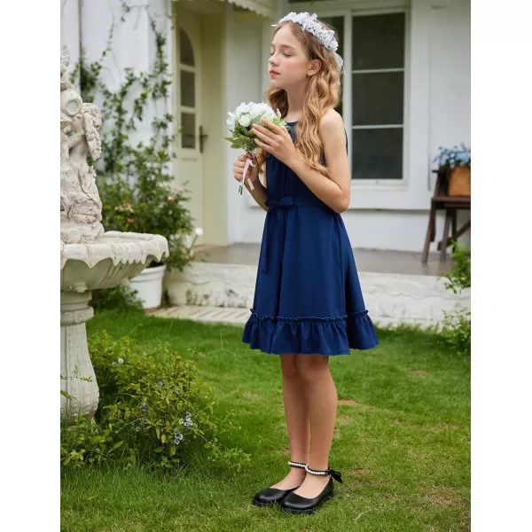Arshiner Girls Summer Dress Halter Neck Sundress A-Line Swing Party Dresses