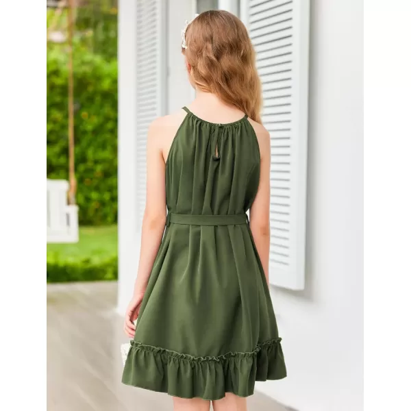 Arshiner Girls Summer Dress Halter Neck Sundress A-Line Swing Party Dresses