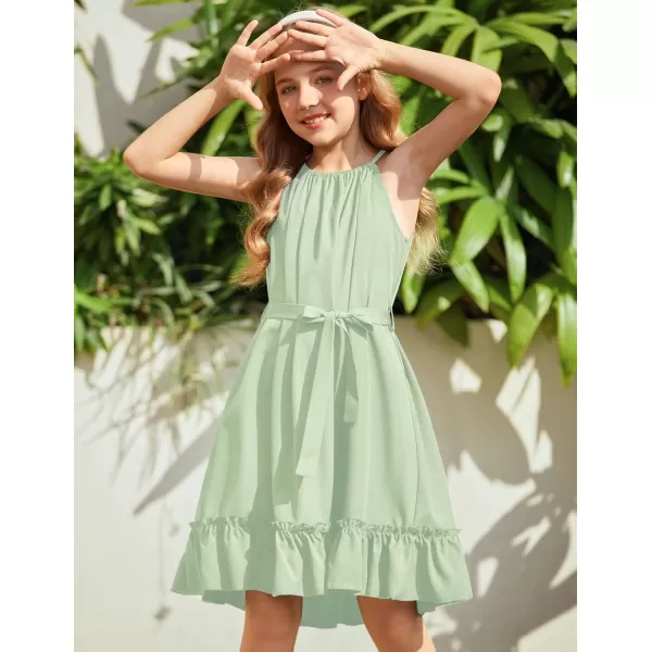 Arshiner Girls Summer Dress Halter Neck Sundress A-Line Swing Party Dresses