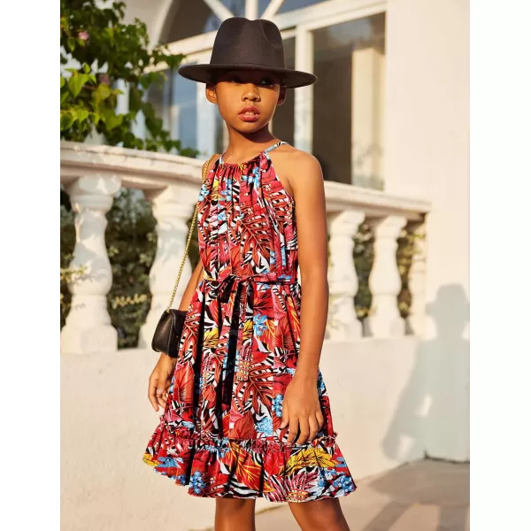 Arshiner Girls Summer Dress Halter Neck Sundress A-Line Swing Party Dresses