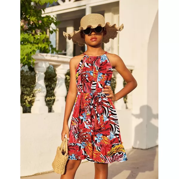 Arshiner Girls Summer Dress Halter Neck Sundress A-Line Swing Party Dresses