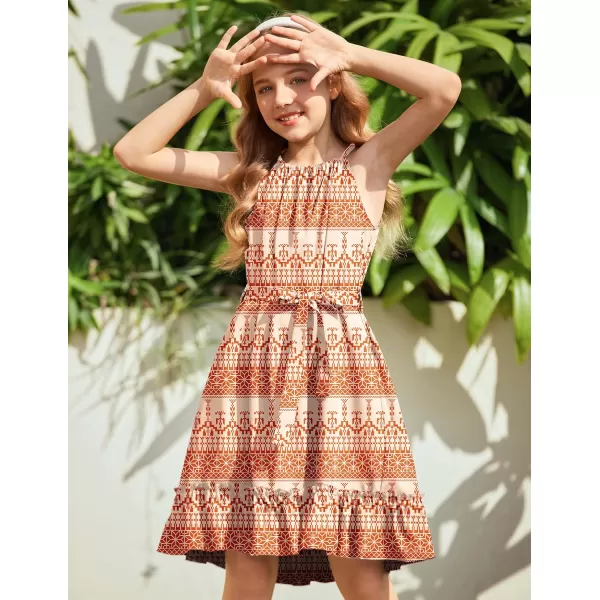 Arshiner Girls Summer Dress Halter Neck Sundress A-Line Swing Party Dresses