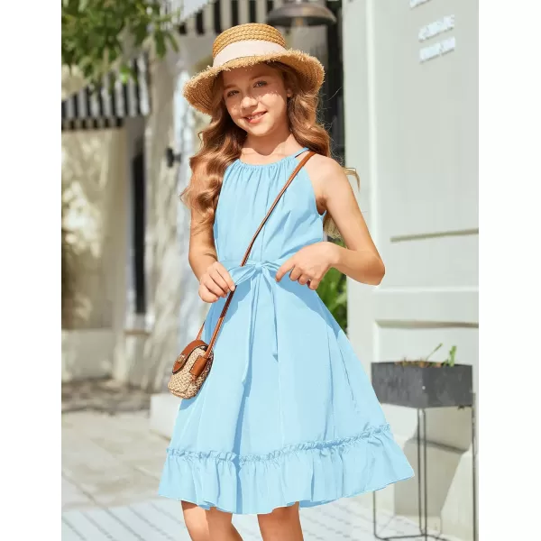 Arshiner Girls Summer Dress Halter Neck Sundress A-Line Swing Party Dresses