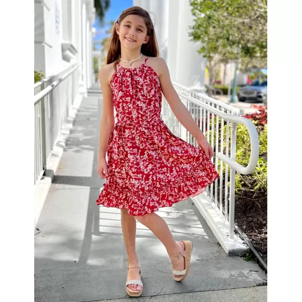 Arshiner Girls Summer Dress Halter Neck Sundress A-Line Swing Party Dresses