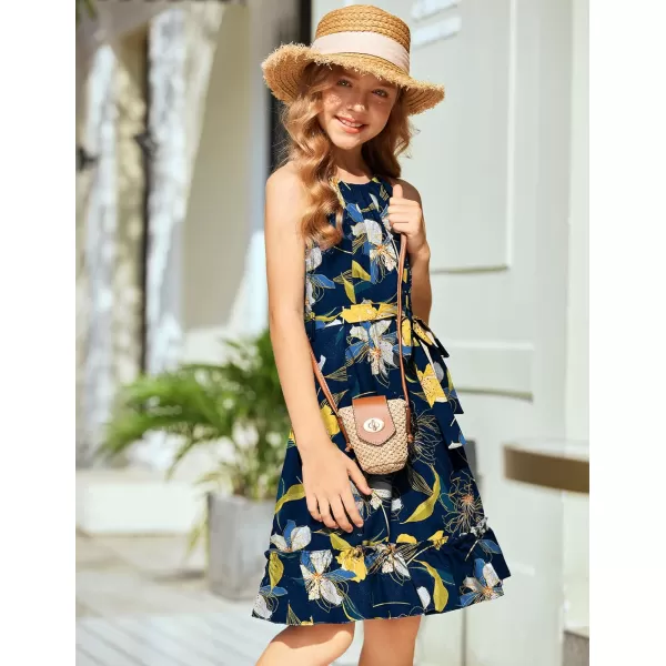 Arshiner Girls Summer Dress Halter Neck Sundress A-Line Swing Party Dresses