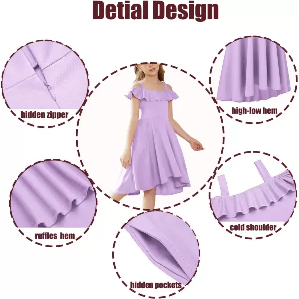 Arshiner Girls Summer Dress Off Shoulder Flutter Sleeve Midi Swing Cassual Formal Dresses with Pocket