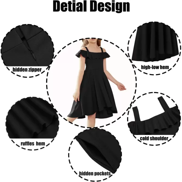 Arshiner Girls Summer Dress Off Shoulder Flutter Sleeve Midi Swing Cassual Formal Dresses with Pocket