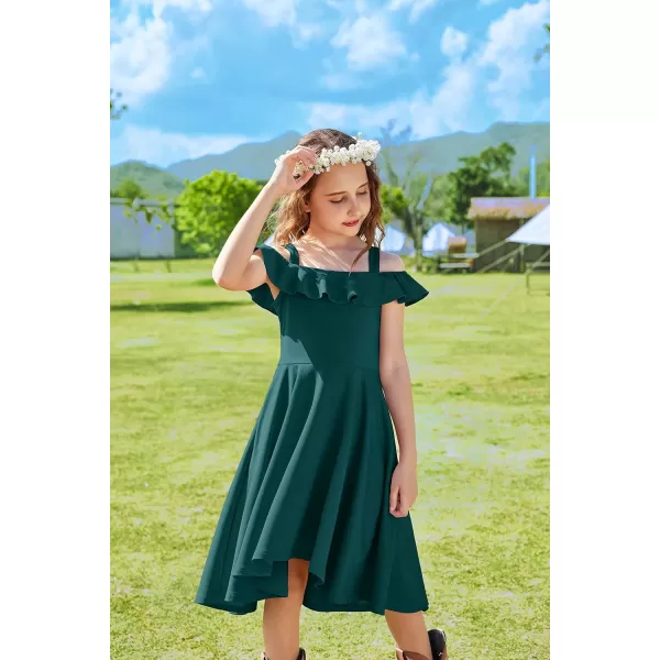 Arshiner Girls Summer Dress Off Shoulder Flutter Sleeve Midi Swing Cassual Formal Dresses with Pocket