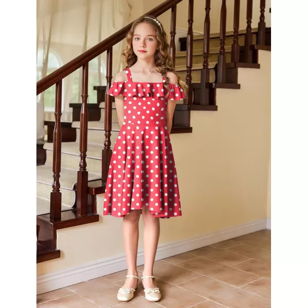 Arshiner Girls Summer Dress Off Shoulder Flutter Sleeve Midi Swing Cassual Formal Dresses with Pocket