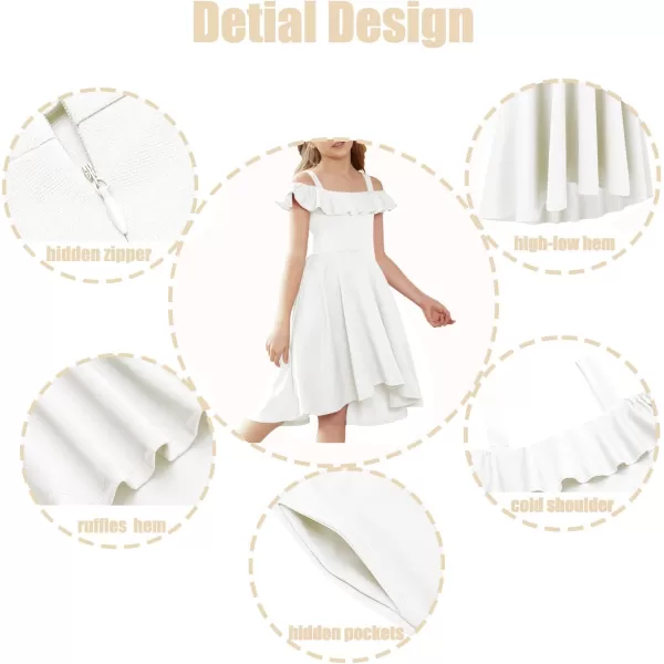 Arshiner Girls Summer Dress Off Shoulder Flutter Sleeve Midi Swing Cassual Formal Dresses with Pocket