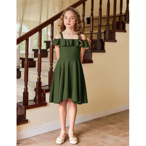 Arshiner Girls Summer Dress Off Shoulder Flutter Sleeve Midi Swing Cassual Formal Dresses with Pocket