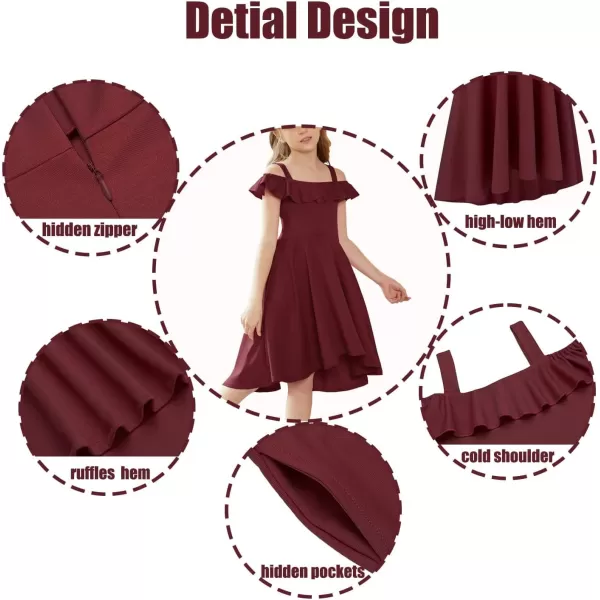 Arshiner Girls Summer Dress Off Shoulder Flutter Sleeve Midi Swing Cassual Formal Dresses with Pocket