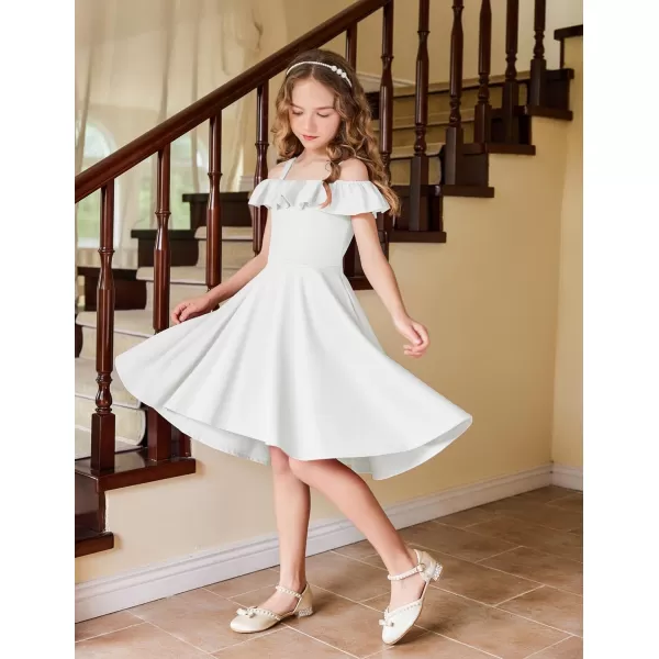 Arshiner Girls Summer Dress Off Shoulder Flutter Sleeve Midi Swing Cassual Formal Dresses with Pocket