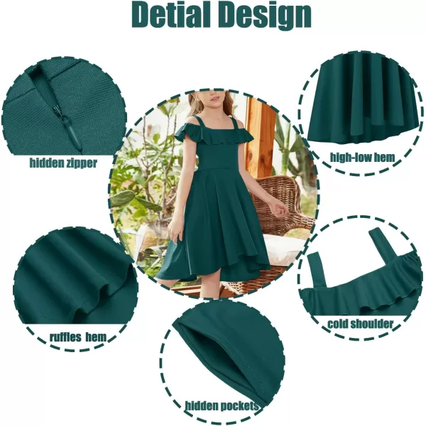 Arshiner Girls Summer Dress Off Shoulder Flutter Sleeve Midi Swing Cassual Formal Dresses with Pocket