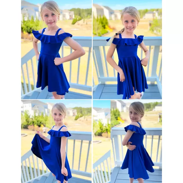 Arshiner Girls Summer Dress Off Shoulder Flutter Sleeve Midi Swing Cassual Formal Dresses with Pocket